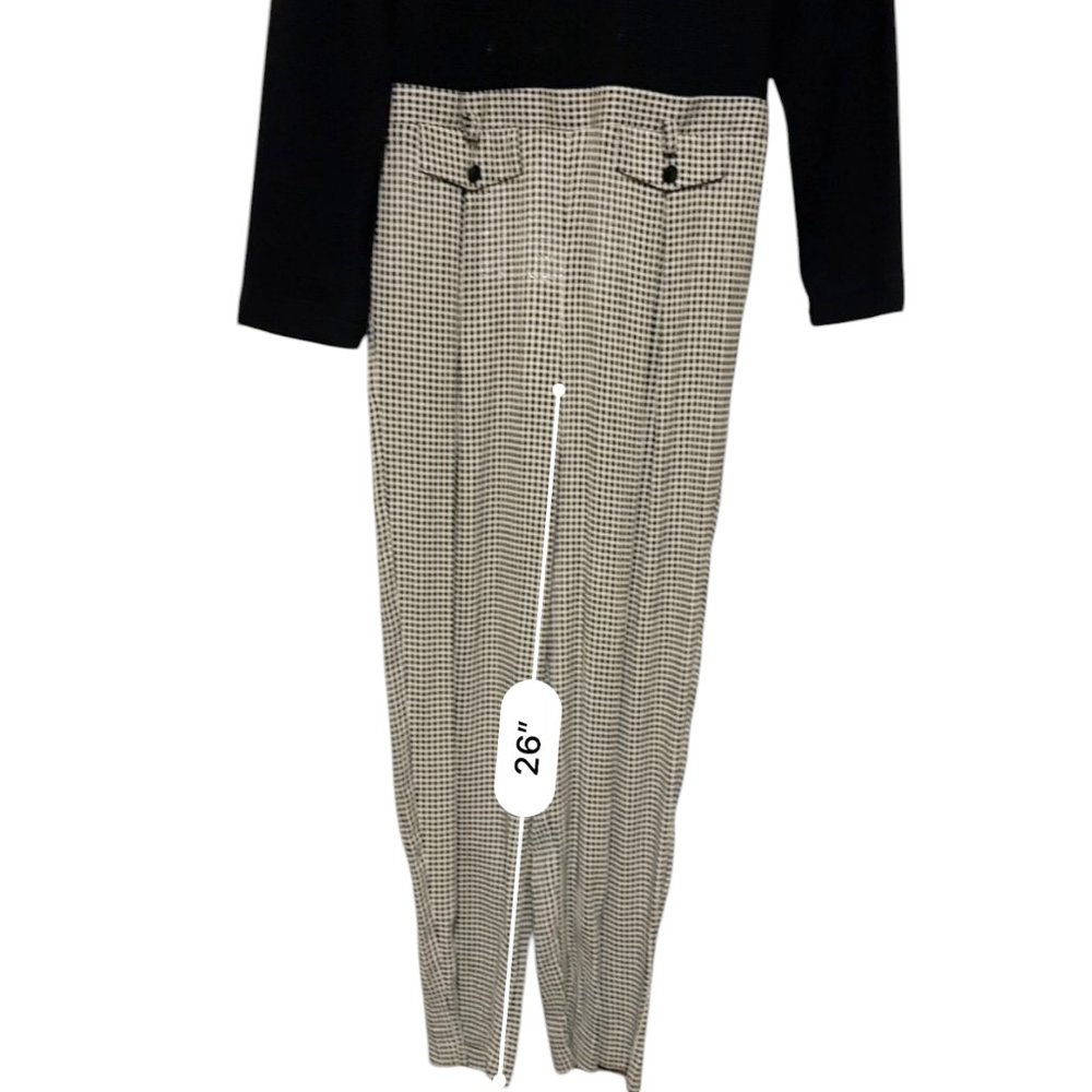 DJ Summers vintage jumpsuit ribbed top B/W plaid bottoms‎ Women's Petite sz 12P - Picture 9 of 10